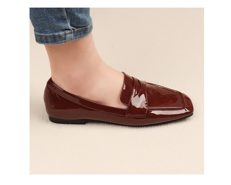 New Mirror Patent Leather Fashion British Style Women Low Heel Fashion Shoes