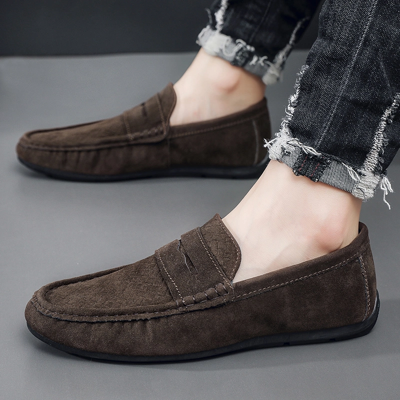 Classic Original Suede Leather Loafers Flats Peas Shoesfor Men 2024 New Fashion