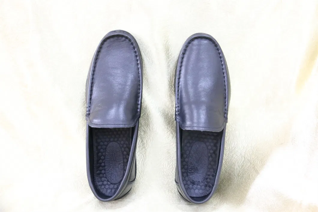 Classic Walk Travel Soft Rubber Loafer Leather Business Men Leisure Casual Shoe