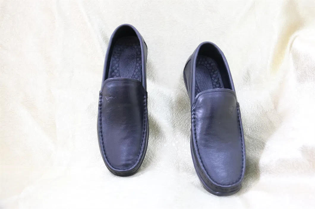 Classic Walk Travel Soft Rubber Loafer Leather Business Men Leisure Casual Shoe