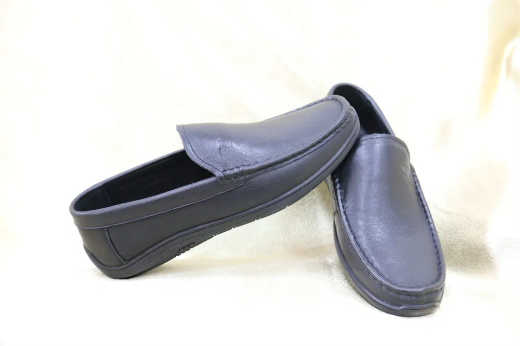 Classic Walk Travel Soft Rubber Loafer Leather Business Men Leisure Casual Shoe