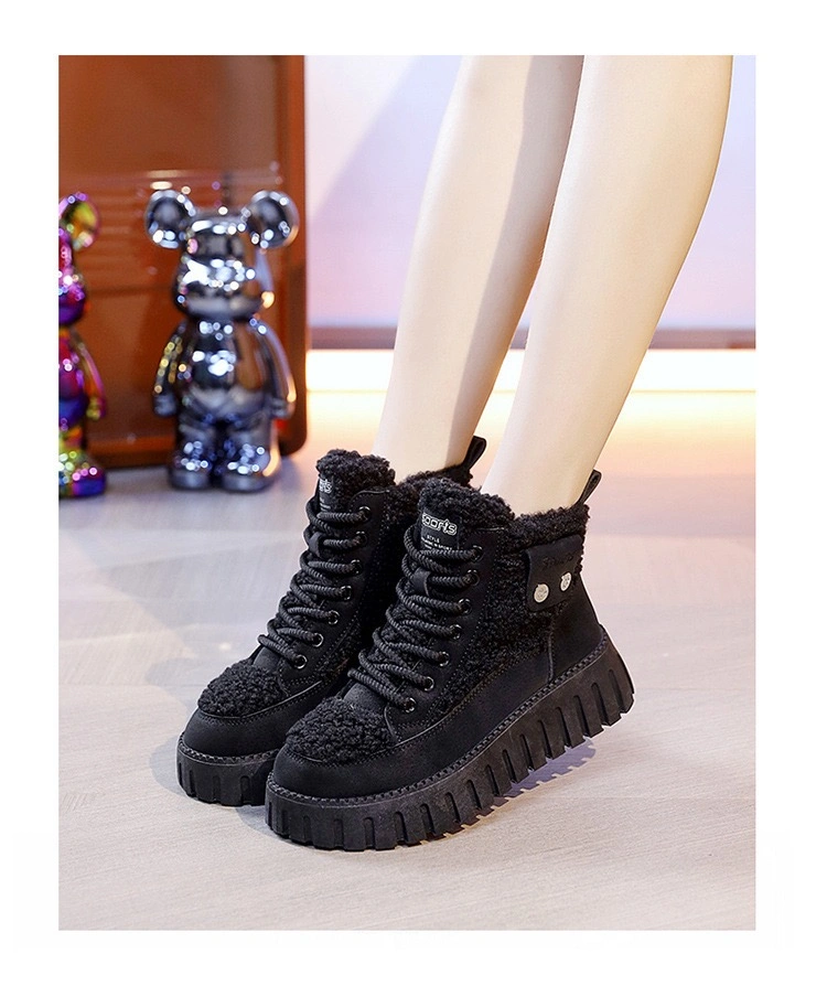 Wholesale Womens Sneakers Shoes Hiking Boots Shoes for Winter Plush Shoes with High Heels Sports Shoes Youth Gothic Shoes