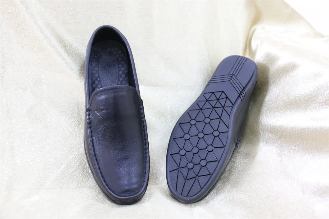 Classic Walk Travel Soft Rubber Loafer Leather Business Men Leisure Casual Shoe