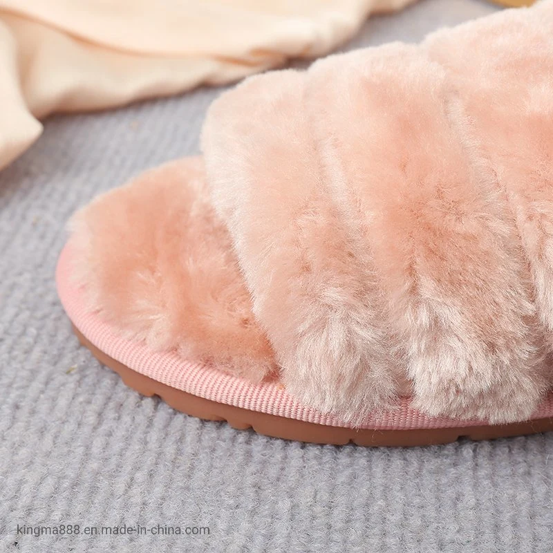 House Slide Fashion Open Toe Mule Fluffy Women Home Slippers