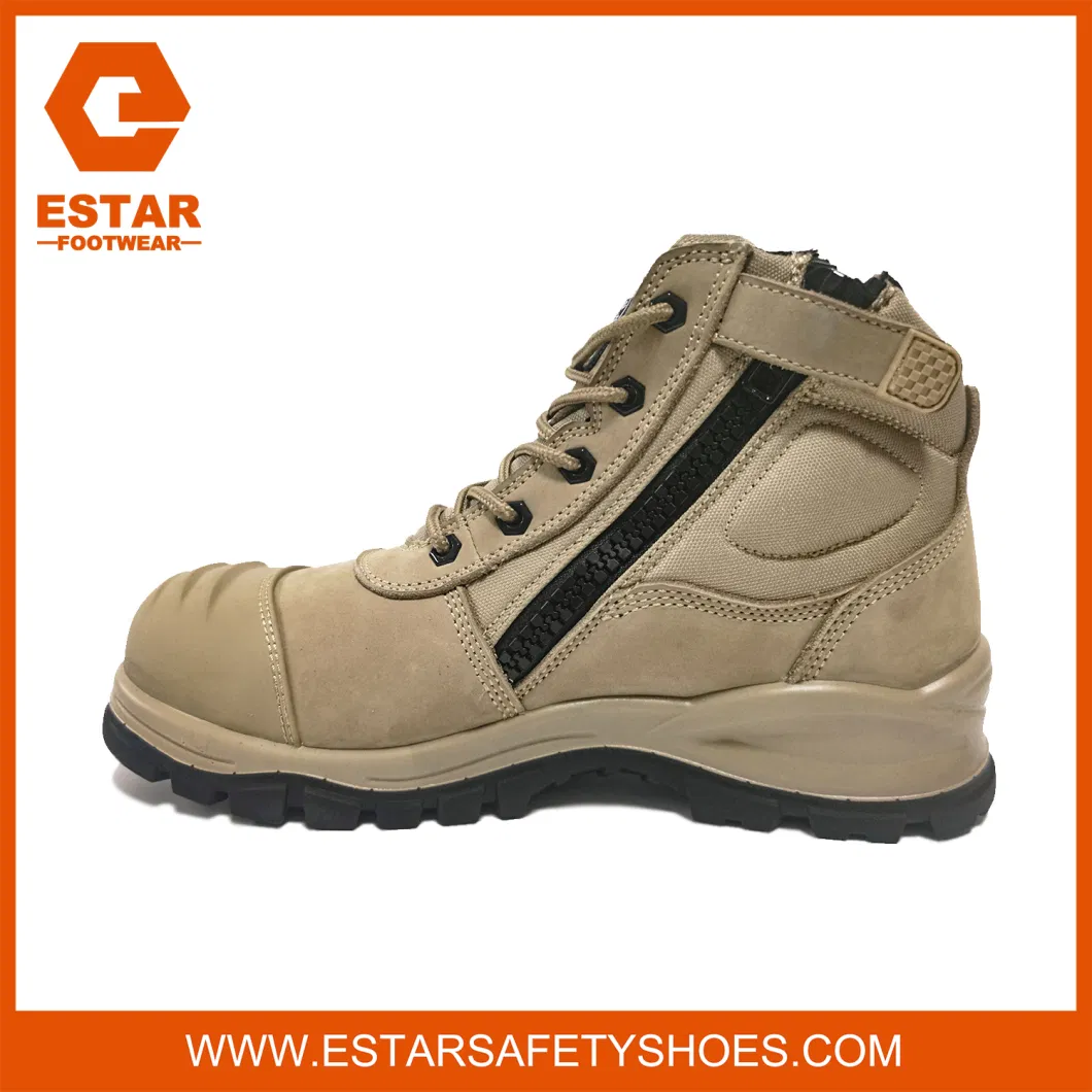 Comfortable Quick Zip Release with Side Leather Coving Zipper Wholesale Safety Shoes