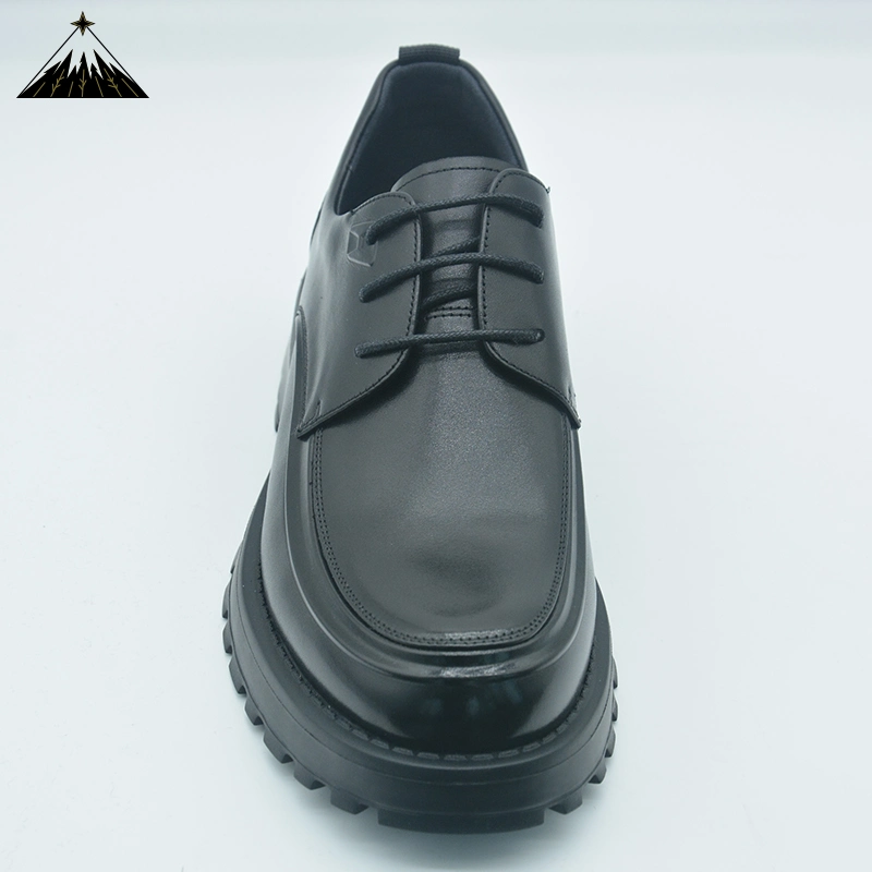 Classics Lightweight and Comfortable Round Toe Black Platform Leather Shoes for Men EVA