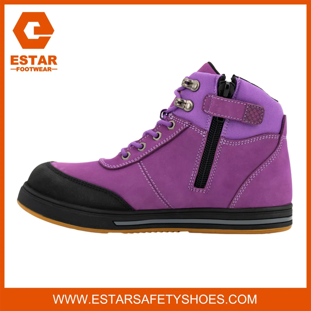 Comfortable Quick Zip Release with Side Leather Coving Zipper Wholesale Safety Shoes