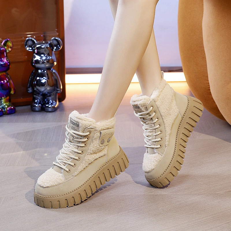 Wholesale Womens Sneakers Shoes Hiking Boots Shoes for Winter Plush Shoes with High Heels Sports Shoes Youth Gothic Shoes