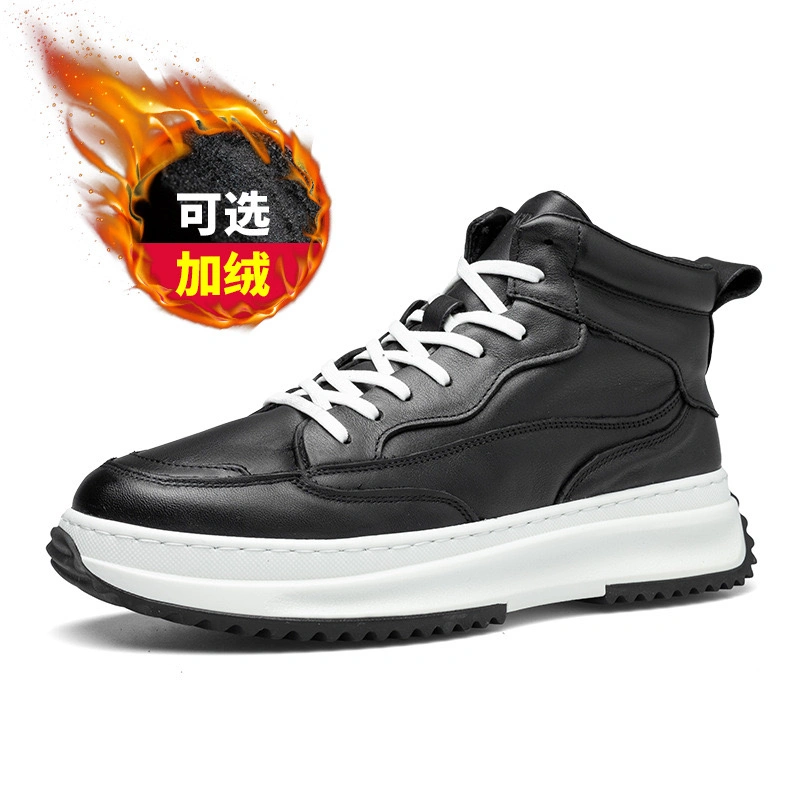 Comfort Breathable Fancy Sneakers Shoes for Men Genuine Leather Shoes Thick Sole Soft Platform Athletic Sports Running Shoes