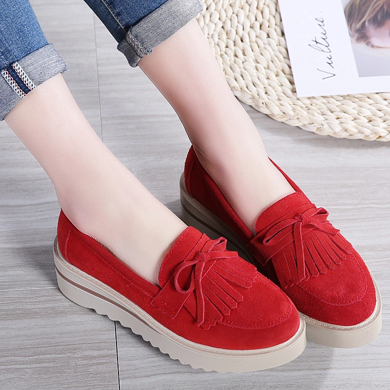 Handmade Luxury Designer Leather Women Shoes for Womens Fashion Shoes Platform Wedges Shoes with High Heels Thick Sole Ladies Shoes Comfort Casual Leisure Shoes