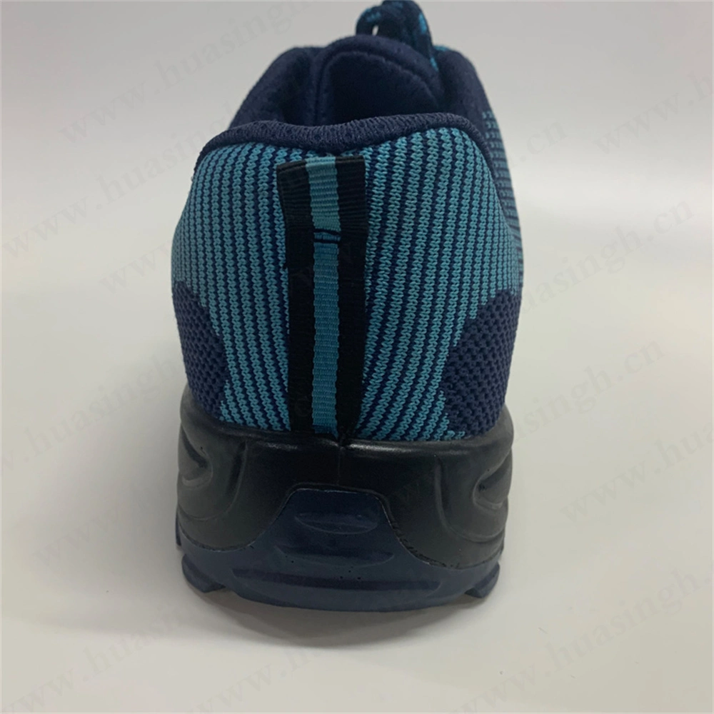 Gww, Affordable Price Lightweight Knitted Fabric Blue Sport Safety Boot Double Color PU/PU Injection Outsole Hiking Boot Popular in Poland HSS454