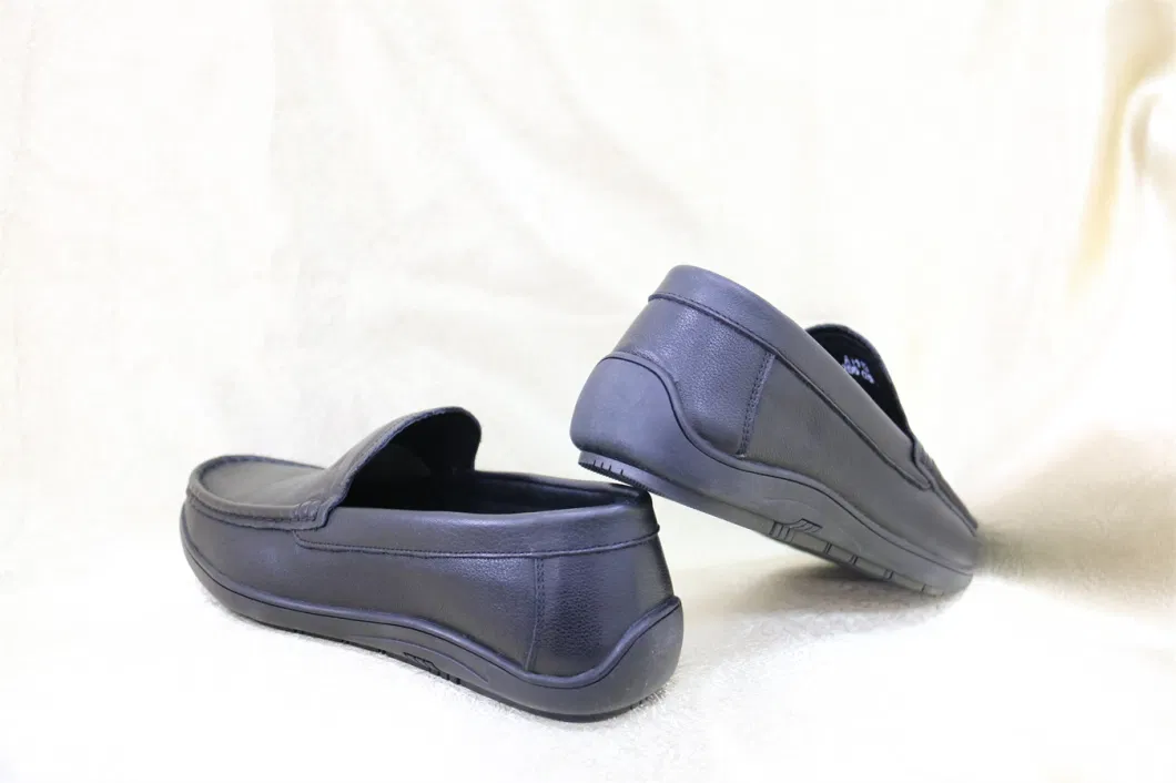 Classic Walk Travel Soft Rubber Loafer Leather Business Men Leisure Casual Shoe