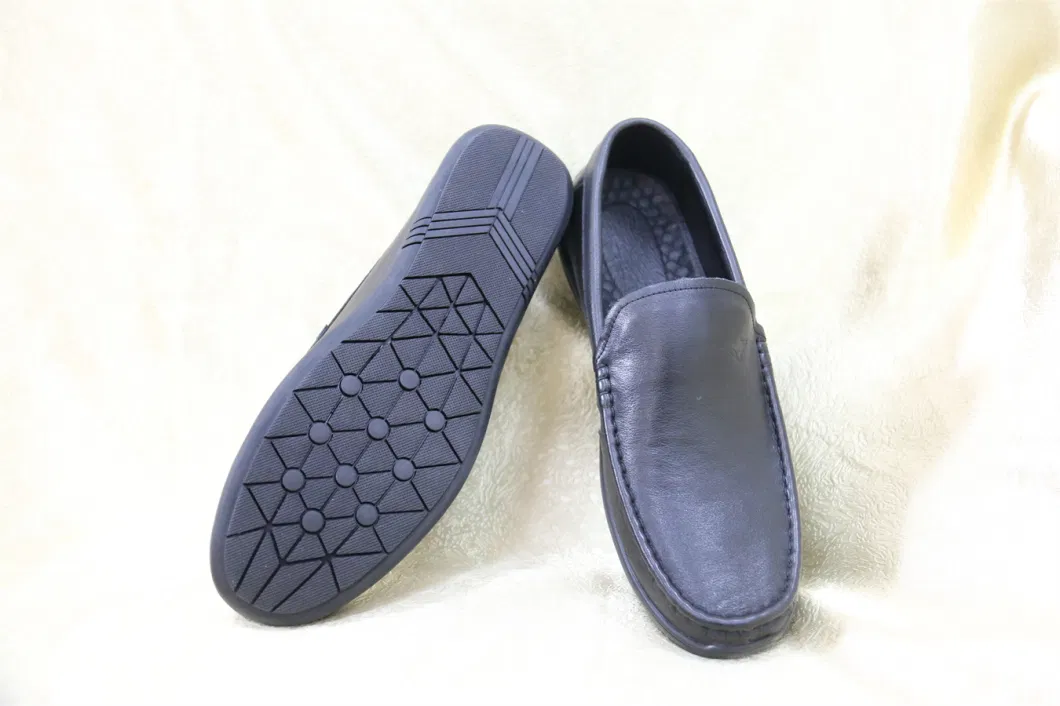 Classic Walk Travel Soft Rubber Loafer Leather Business Men Leisure Casual Shoe