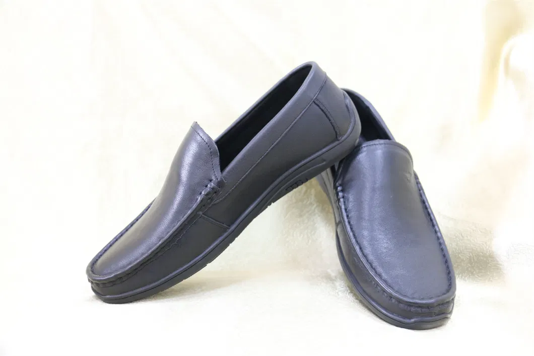 Classic Walk Travel Soft Rubber Loafer Leather Business Men Leisure Casual Shoe