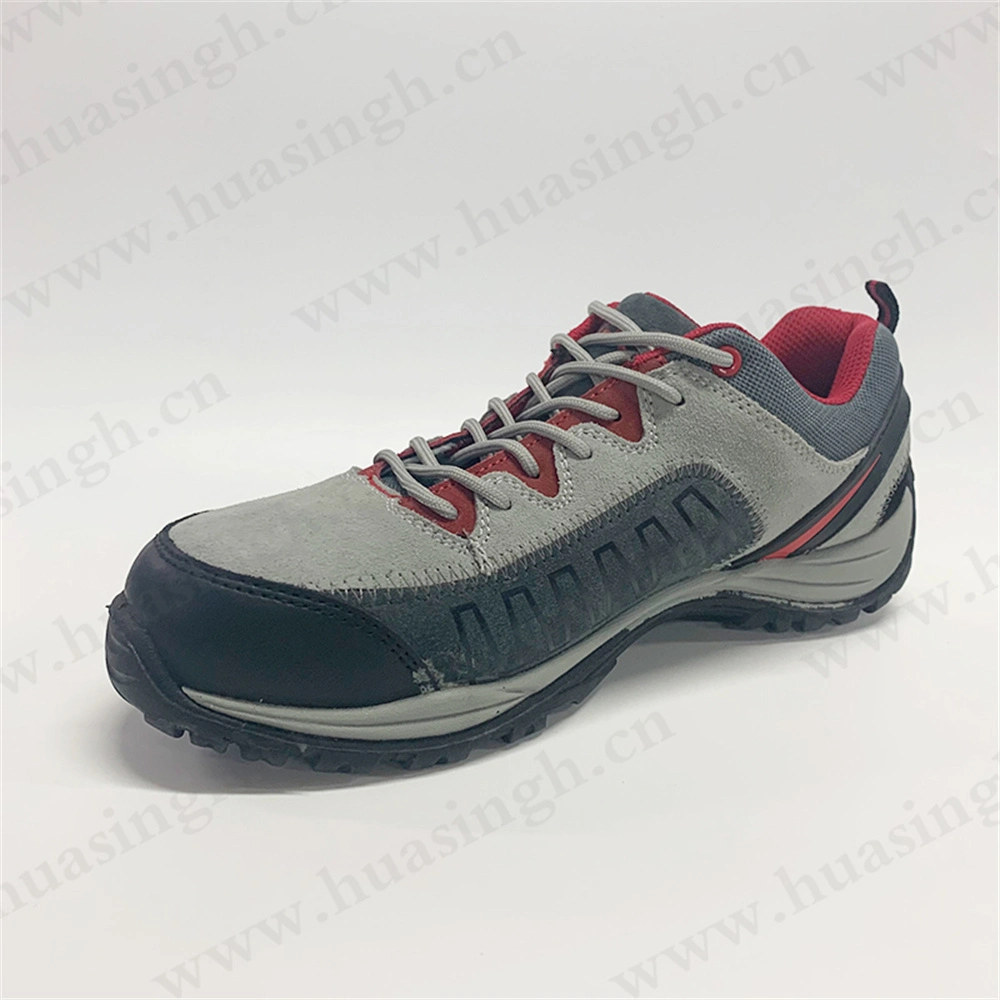 Yxl, Top-Level Anti-Puncture PU/PU Injection Safety Footwear Lace-up Style Fiberglass Toe Insert Grey Sport Safety Shoe with Suede Leather HSS457