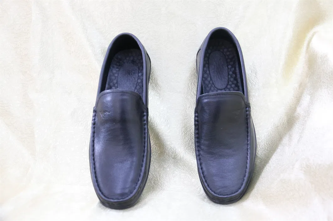 Classic Walk Travel Soft Rubber Loafer Leather Business Men Leisure Casual Shoe