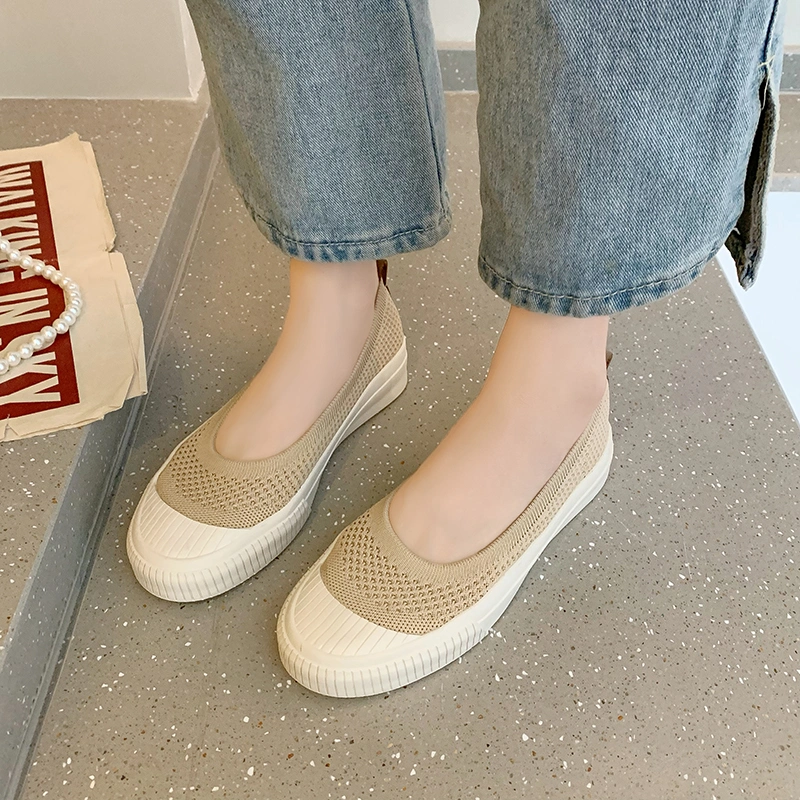 Lady Slip on Footwear Shoes Flyknit Sports Shoes Running Shoes Canvas Shoes Pump Footwear Toe Cap Flattie Shoes (081)