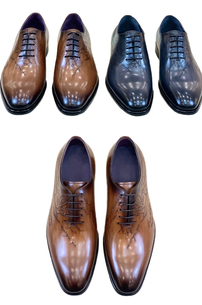 Factory Price Berluti Style Popular Men Lace-up Business Dress Formal Leather Casual Shoes