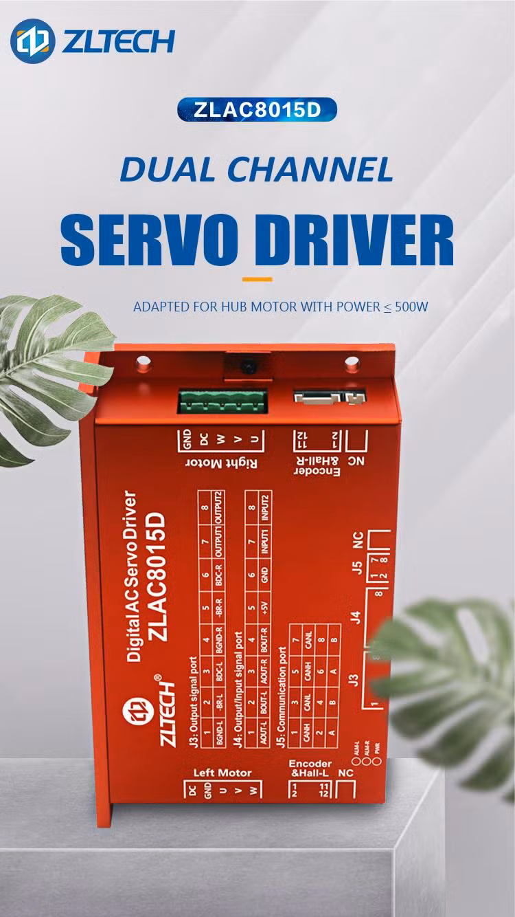 Zltech Zlac8015D 24V 36V 48V 15A-30A 500W 3 Phase Canopen RS485 AC DC Hub Servo Motor Driver for Automatic Delivery Robot
