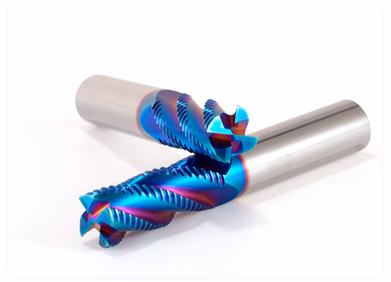 HRC65 Blue Nano Tungsten Carbide Roughing End Mill for Stainless Steel