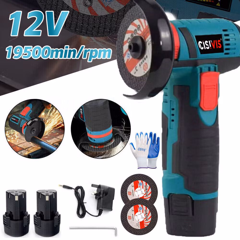 12V Mini Cordless Angle Grinder Brushless Polishing Cutter with 2 Batteries and Charger Included