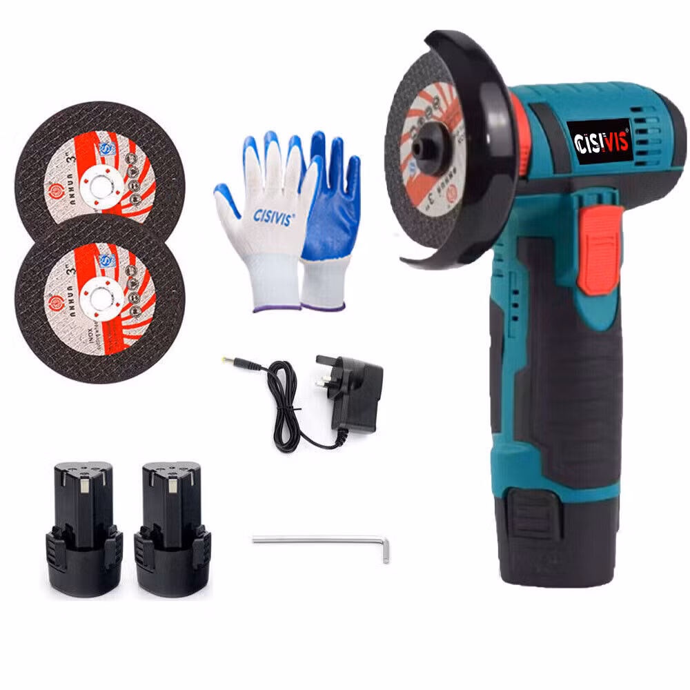 12V Mini Cordless Angle Grinder Brushless Polishing Cutter with 2 Batteries and Charger Included