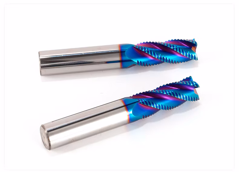 HRC65 Blue Nano Tungsten Carbide Roughing End Mill for Stainless Steel