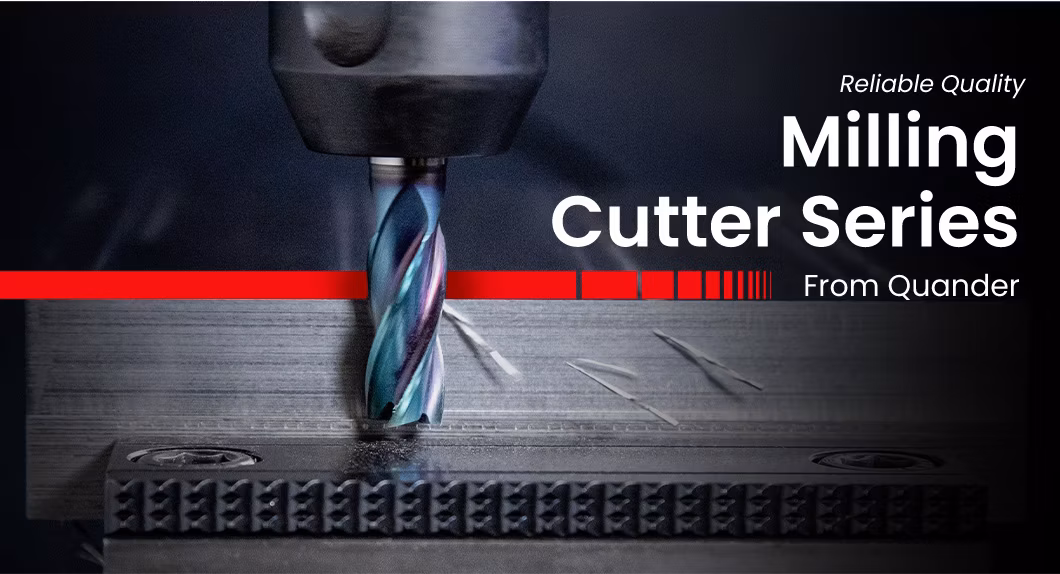 Quander Tools Carbide Roughing End Mills Quality V Groove Milling Cutter Suppliers 16mm End Mill Carbide Material HRC58 4 Flutes Corner Rdius Square End Mill