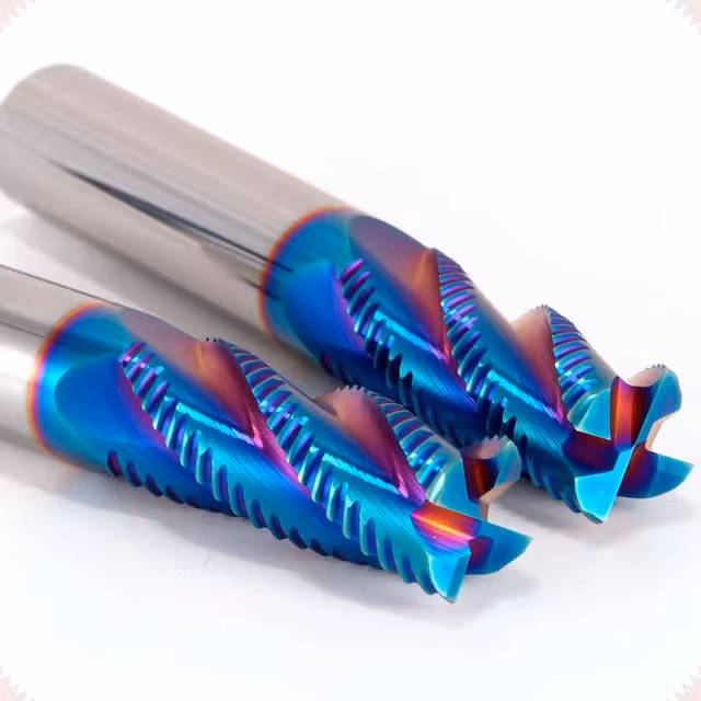 HRC65 Blue Nano Tungsten Carbide Roughing End Mill for Stainless Steel