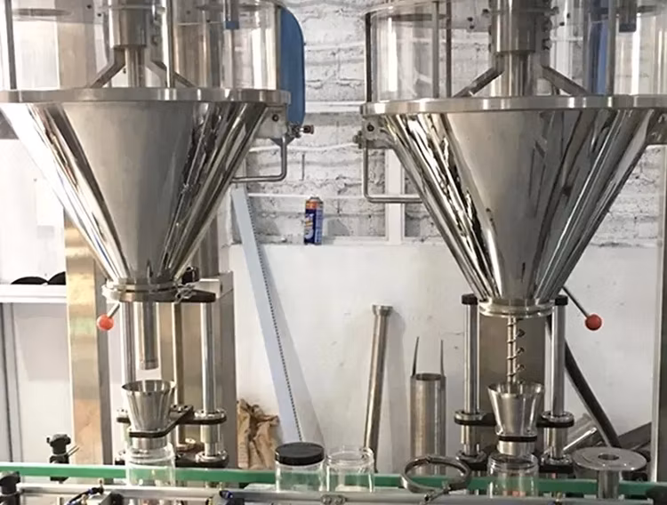 Semi Automatic Chemical Flour Spice Coffee Milk Protein Baby Talc Powder Screw Dosing Filler Auger Filling Packing Machine (pre-made bag, cans)