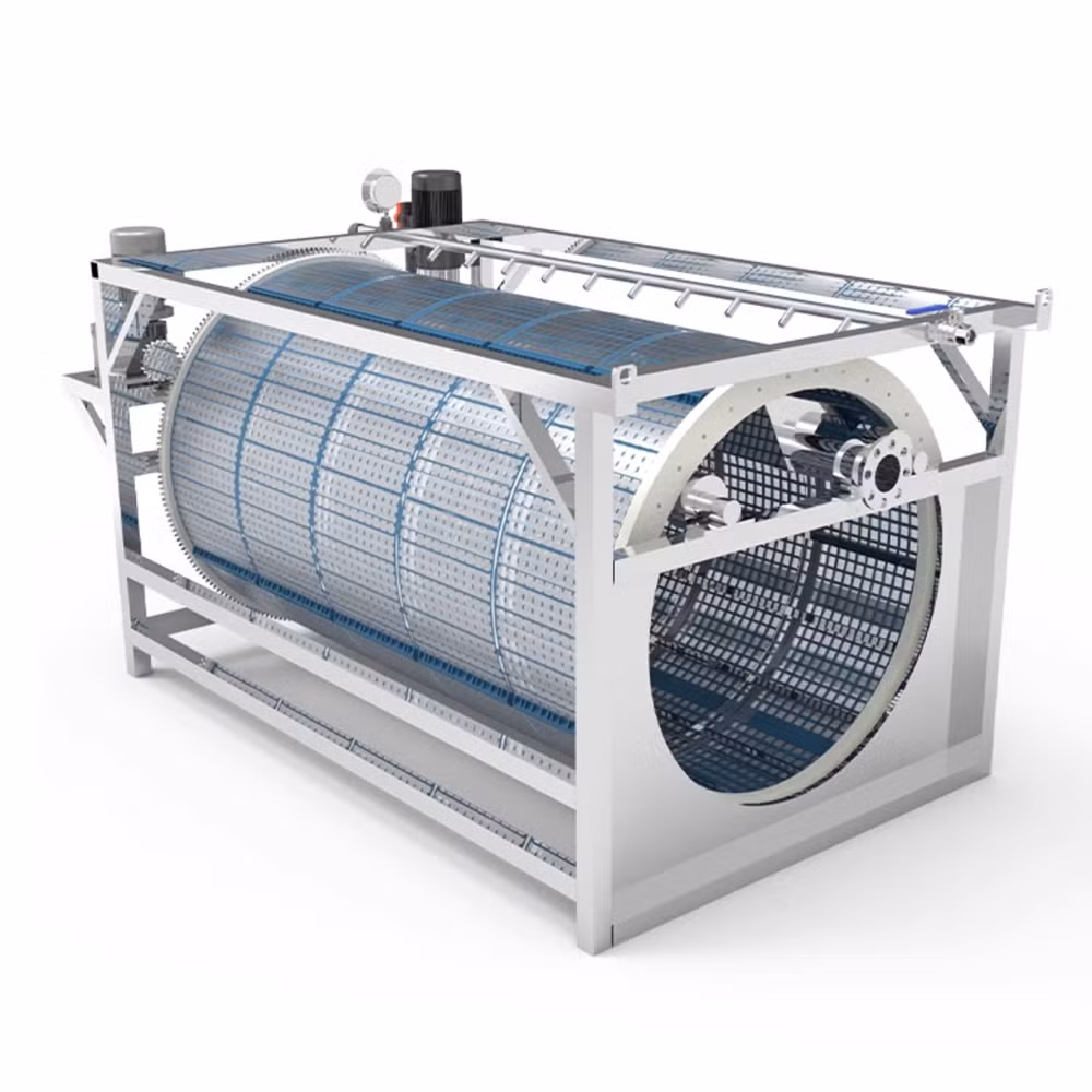 Cowater Indoor Aquaculture Fish Farm Gravity Sinking Rotary Drum Filter for Ras