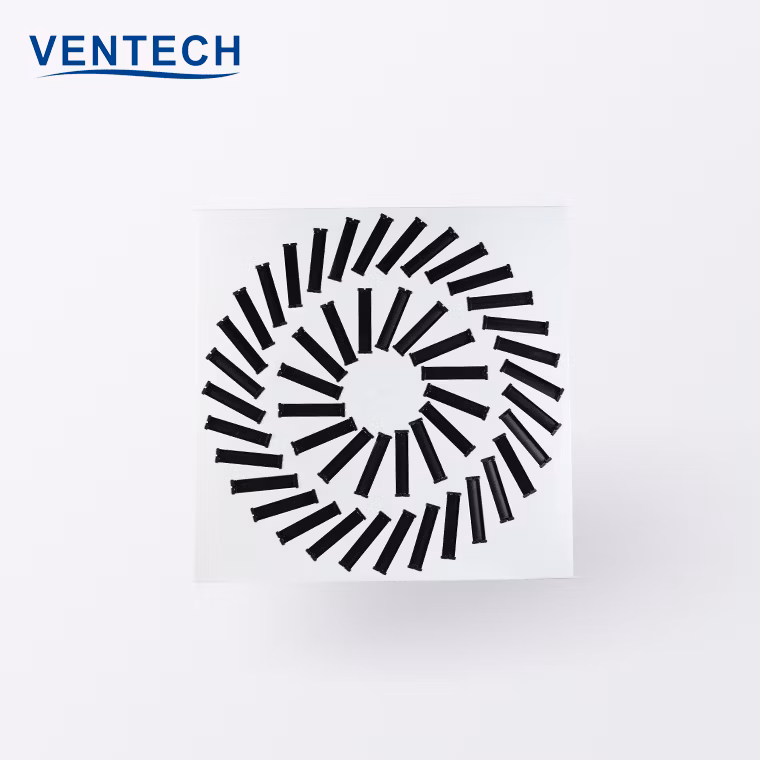 4 Way Ceiling Iron Ventilation System Square Diffuser Air Adjustable Swirl Diffuser