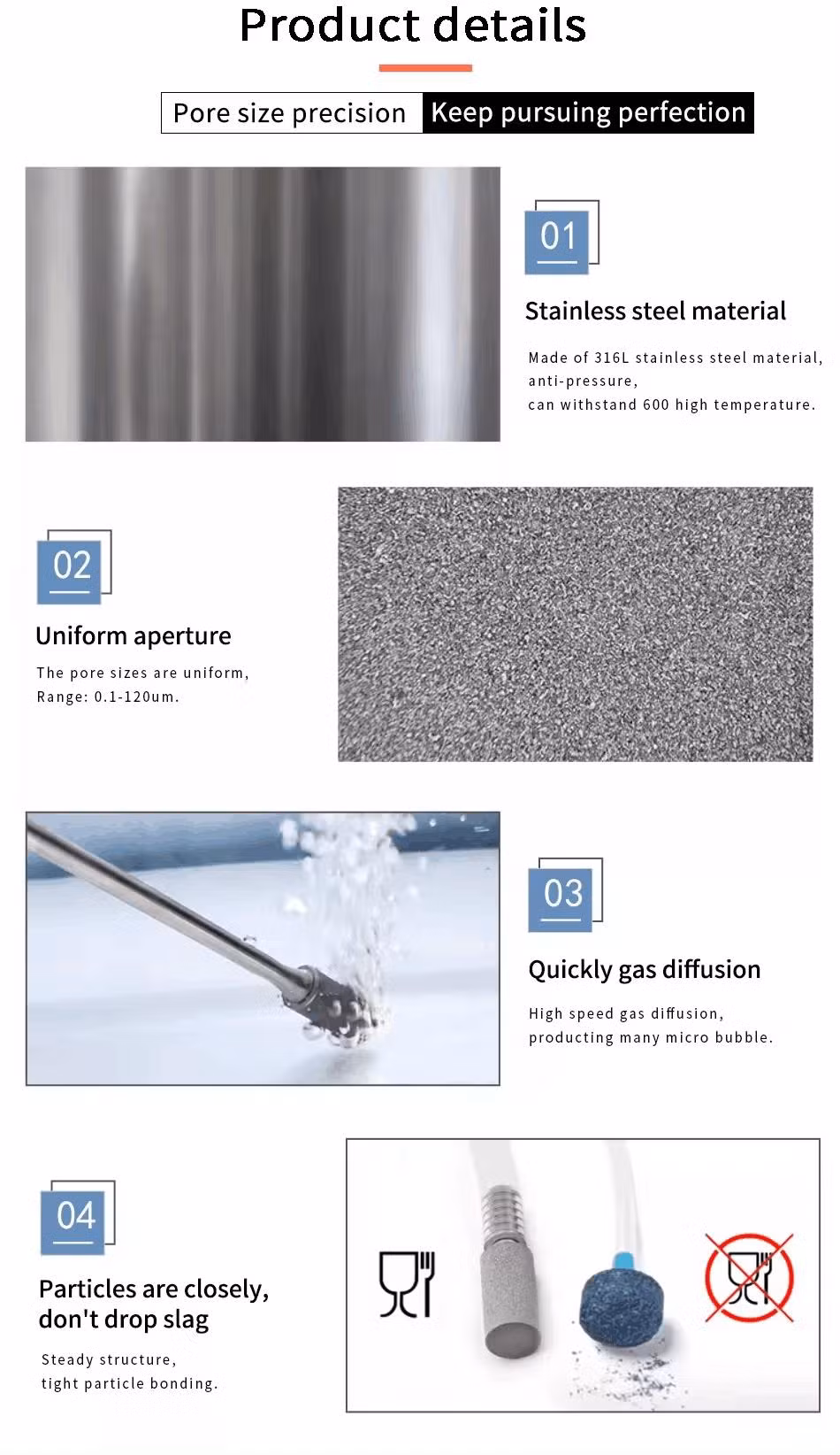 Sintered Stainless Steel Ss 316L Filter Disc Diffusion Carbonation Stone for Fermenter