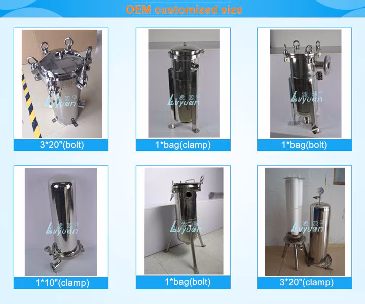 Reusable Water Purification Ss 304 316 Material Single Stainless Water Filter Housing Bag Filter System with Water/Air Pump