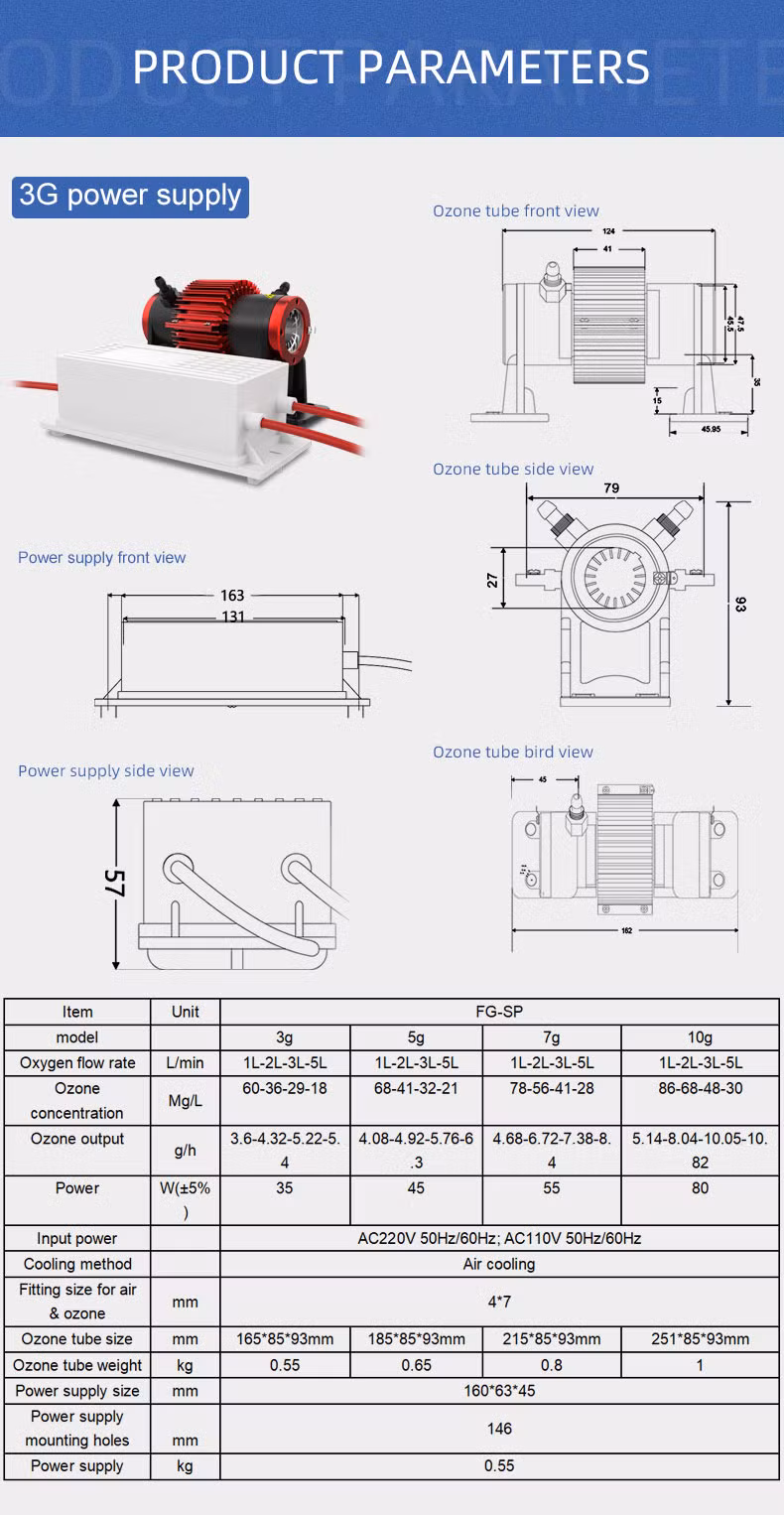 Flygoo 1g 3G 5g 7g 10g Quartz Ozone Generator Tube for Air Water Treatment