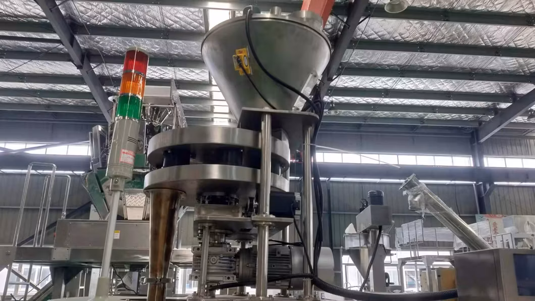 Automatic Salt Packing Machine Dosing by Volumetric Cup Filler, Stainless Steel, Salt Sugar Rice Granule Food Pepper Tea Filling Sealing Packaging