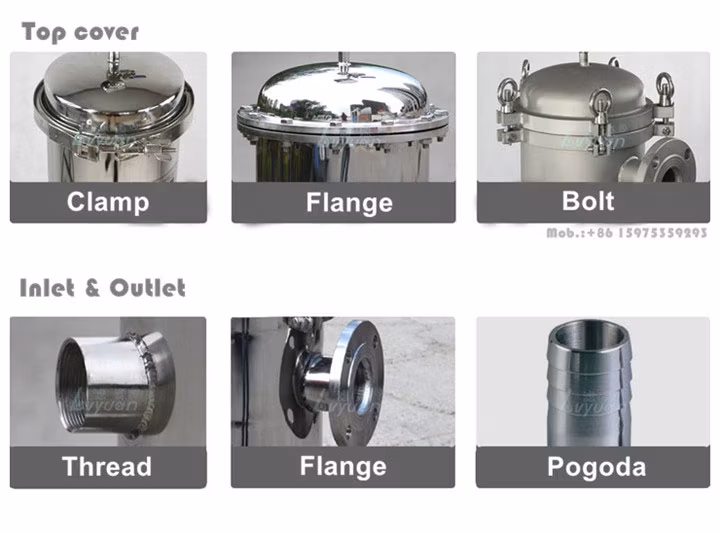 Reusable Water Purification Ss 304 316 Material Single Stainless Water Filter Housing Bag Filter System with Water/Air Pump