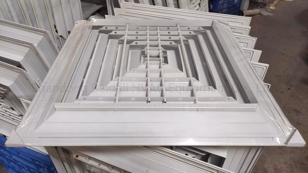 Aluminum Square Ceiling Diffuser 4 Way Air Flow Louver for HVAC System