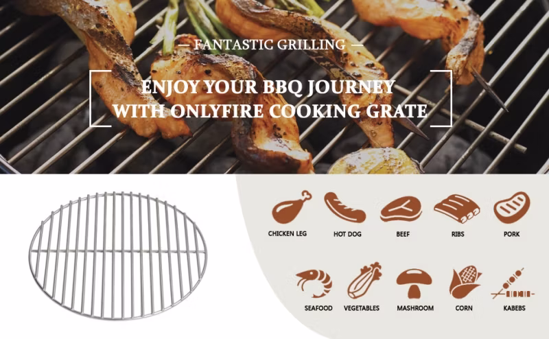 Round Cooking Grates Nonstick Stainless Steel with Handle Cooking Grid BBQ Grate for Outdoor Barbecue