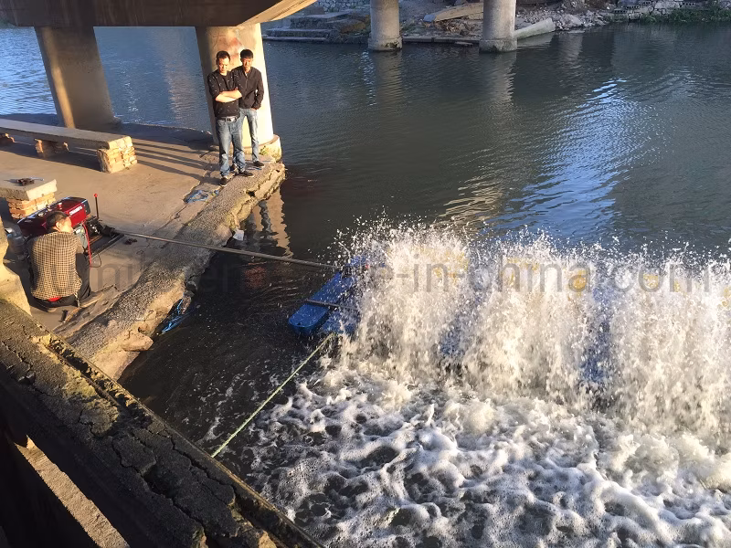 Powerful 12/16 Impellers Changfa Diesel Engine Long Arm Paddle Wheel Aerator for Seawater Freshwater Oxygen Transfer