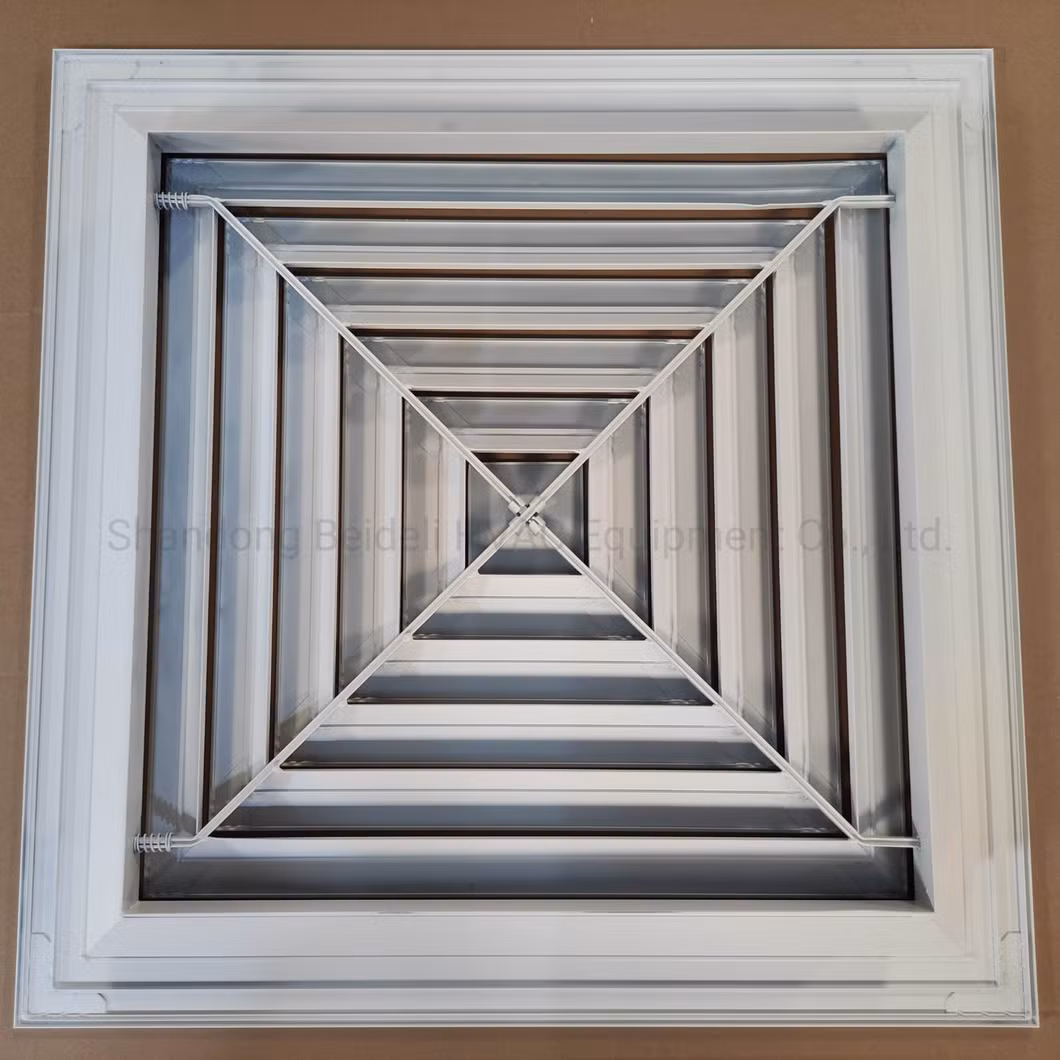 China Supplier Air Conditioning Aluminum 4 Way Air Diffuser Square Ceiling Air Diffuser for HVAC System