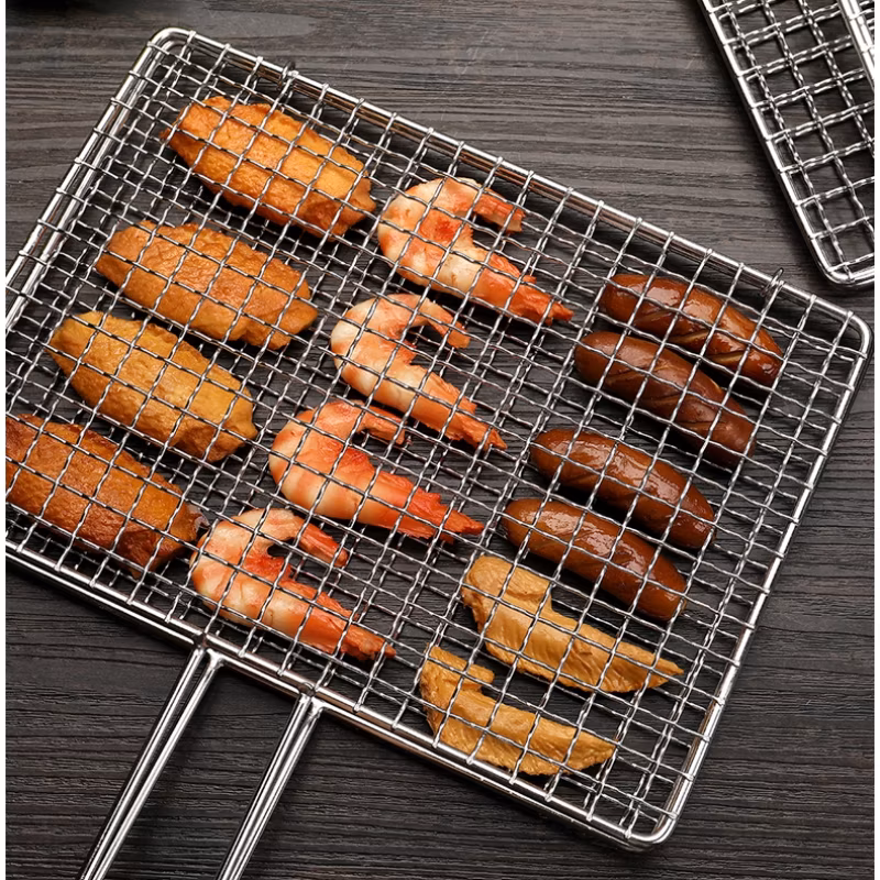 Round Cooking Grates Nonstick Stainless Steel with Handle Cooking Grid BBQ Grate for Outdoor Barbecue