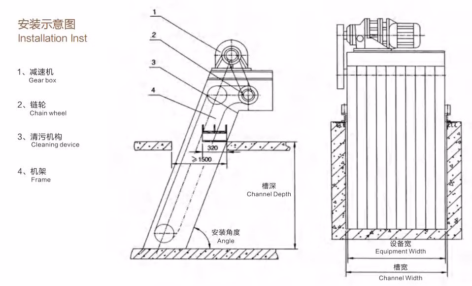 Preliminary Treatment of Wastewater Trash Rake Bar Screening Stainless Steel Fine Coarse Screen Machine