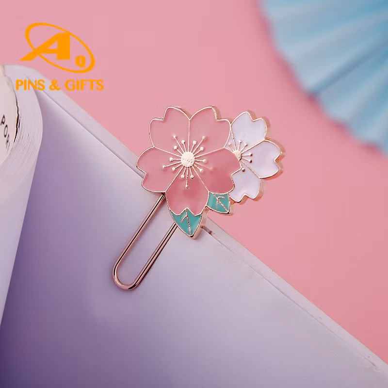 Promotional Custom Printing Logo Acrylic/Printed Stainless Steel/ Metal /3D Soft PVC Bookmark Paper Clip