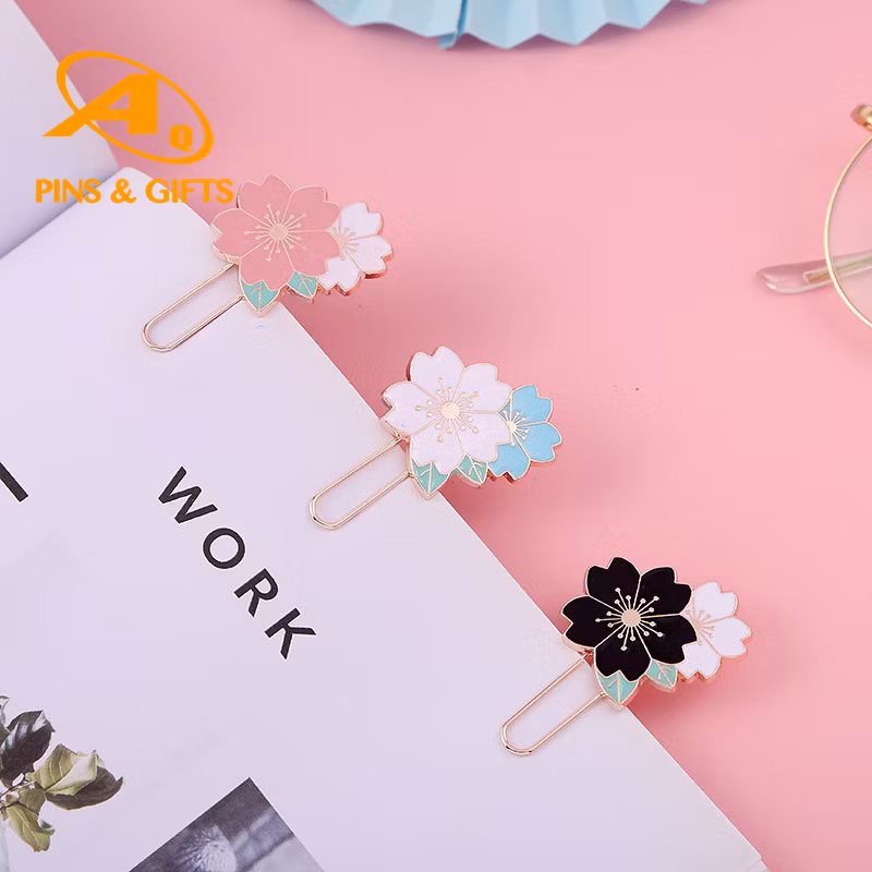 Promotional Custom Printing Logo Acrylic/Printed Stainless Steel/ Metal /3D Soft PVC Bookmark Paper Clip