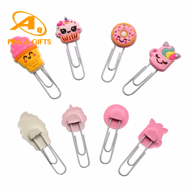 Promotional Custom Printing Logo Acrylic/Printed Stainless Steel/ Metal /3D Soft PVC Bookmark Paper Clip