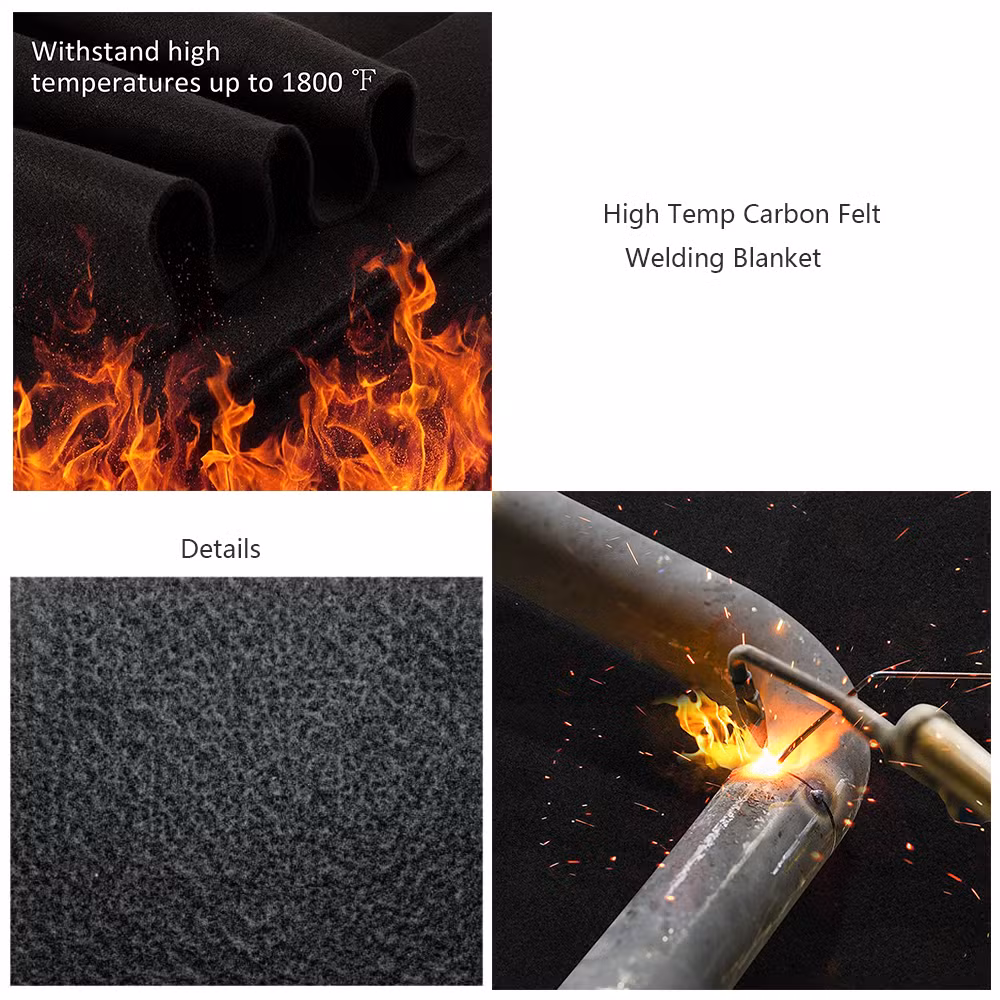 High Temperature Pre-Oxidized Black Flame Retardant Safety Protective Carbon Fiber Fire Back Welding Blanket