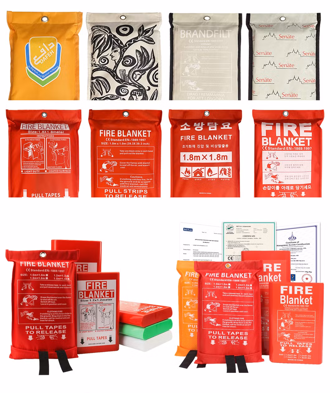 Types of Fiberglass Fire Blanket with En1869 Certificate