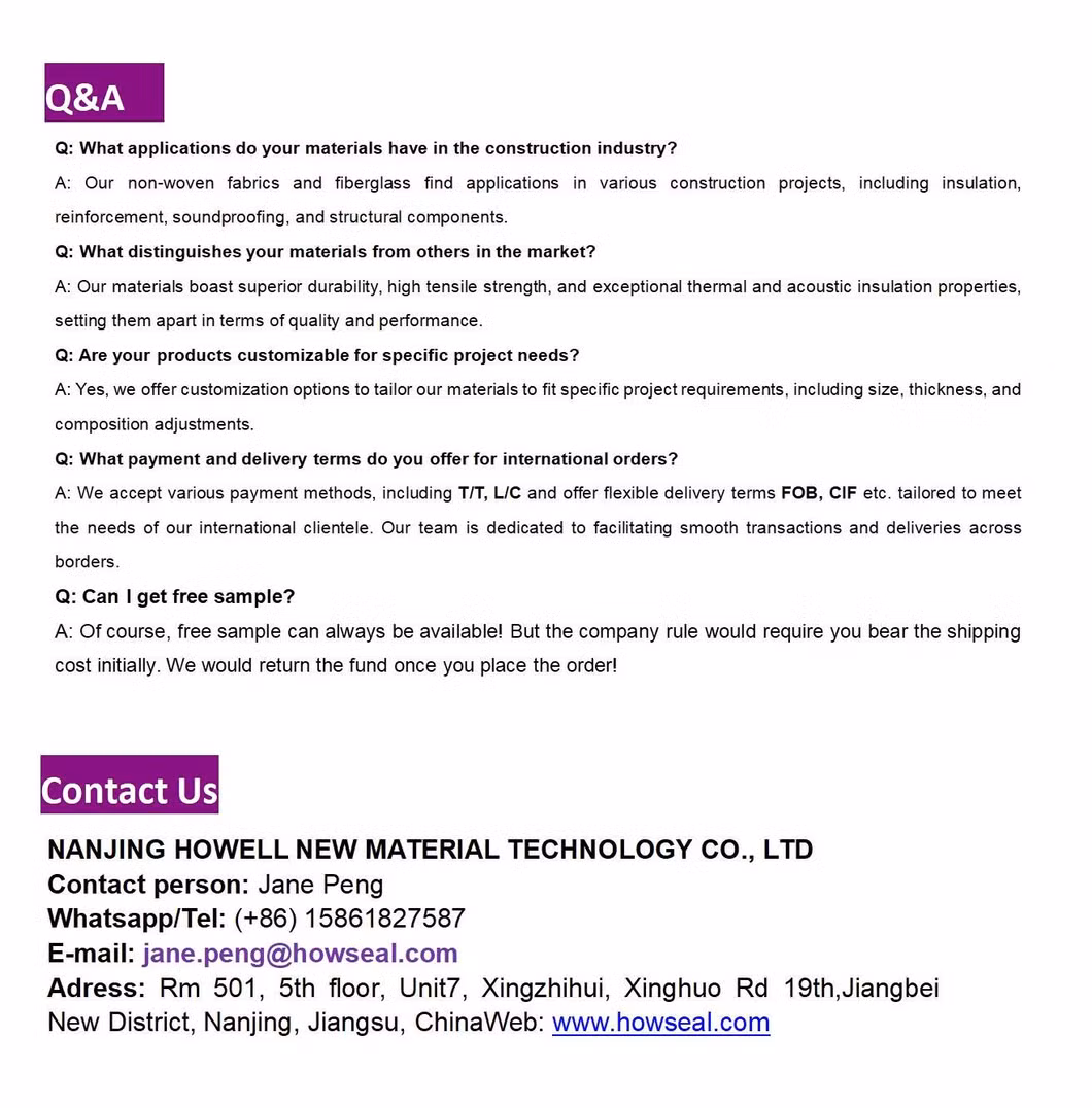 Reinforced Fiber Glass for Asphalt Roof Waterproofing Membrane Non-woven fabric