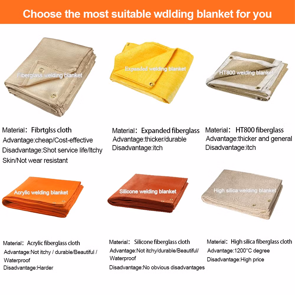 Safety Protection Custom Fire Retardant Heavy Duty Fiberglass Fireproof Welding Blanket